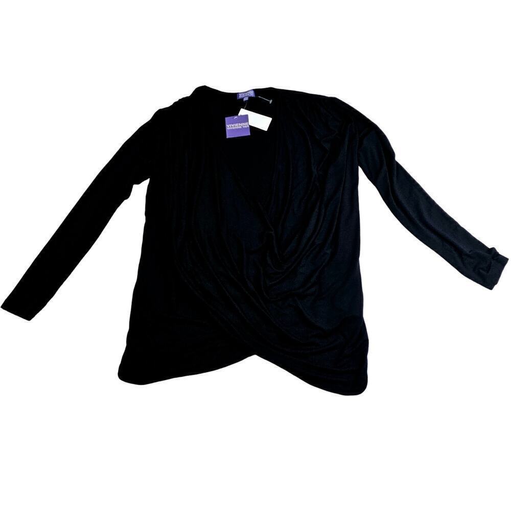 NWT! Vivienne Tam Cut&Sew separate black SzM top. V neck. Stylish.‎ Designer